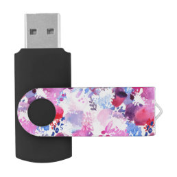 Elegant Watercolor abstract floral background Flash Drive