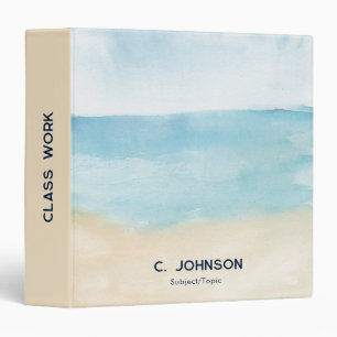 Elegant Watercolor Abstract Pattern Personalized 3 Ring Binder