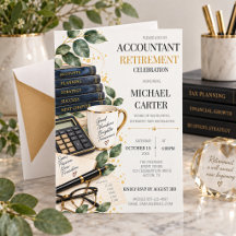 Elegant Watercolor Accountant Retirement Party
