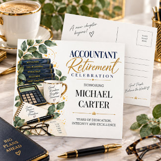 Elegant Watercolor Accountant Retirement Party Postcard
