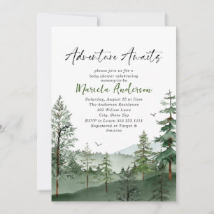Elegant Watercolor  Adventure Awaits  Baby Shower Invitation