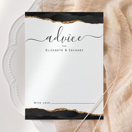 Elegant Watercolor Agate Black Gold Wedding