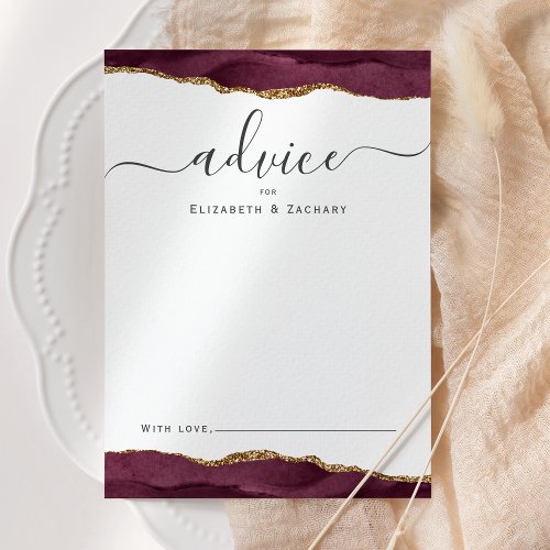 Elegant Watercolor Agate Burgundy Gold Wedding