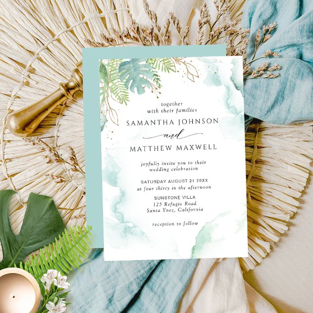 Elegant Watercolor and Greenery Wedding Invitation (Creator Uploaded)