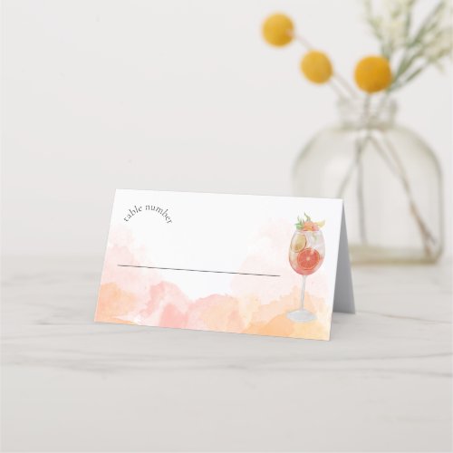 Elegant Watercolor Aperol Spritz Bridal Shower Place Card