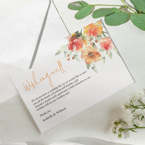 Elegant Watercolor Apricot Floral Wedding Enclosure Card