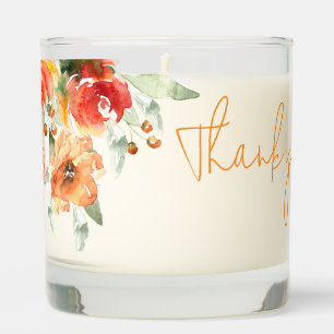 Elegant Watercolor Apricot Floral Wedding Scented Candle