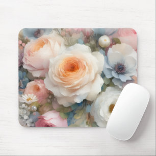 Elegant Watercolor Aquarell Art Flowers Roses Mouse Pad