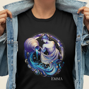 Elegant Watercolor Aquarius Zodiac Custom T-Shirt