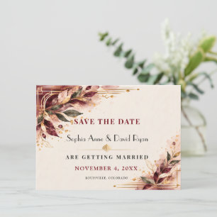 Elegant Watercolor Art Deco Gold Wedding Save The Date