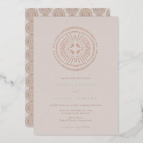 Elegant Watercolor Art Deco Tropical Wedding Foil Invitation