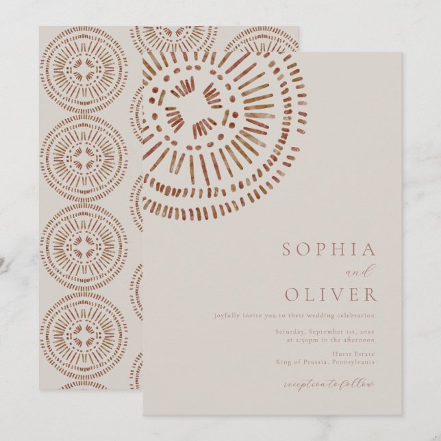 Elegant Watercolor Art Deco Tropical Wedding Invitation (Front/Back)