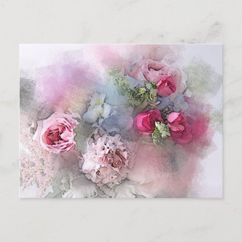 Elegant Watercolor Art Modern Roses Flowers Floral Postcard