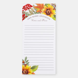Elegant Watercolor Autumn Floral Magnetic Notepad