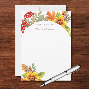 Elegant Watercolor Autumn Floral Note Card