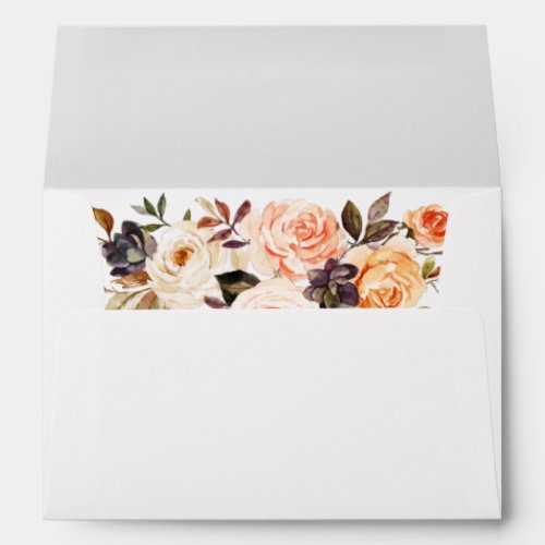 Elegant Watercolor Autumn Floral Wedding  Envelope