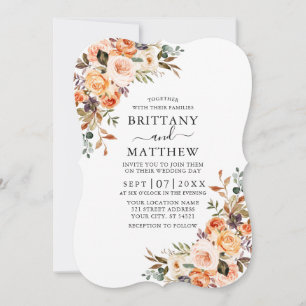 Elegant Watercolor Autumn Floral Wedding Invitation