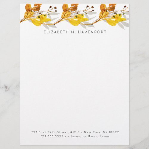 Elegant Watercolor Autumn Foliage Letterhead