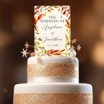 Elegant Watercolor Autumn Leaves Custom Wedding Cake Topper
