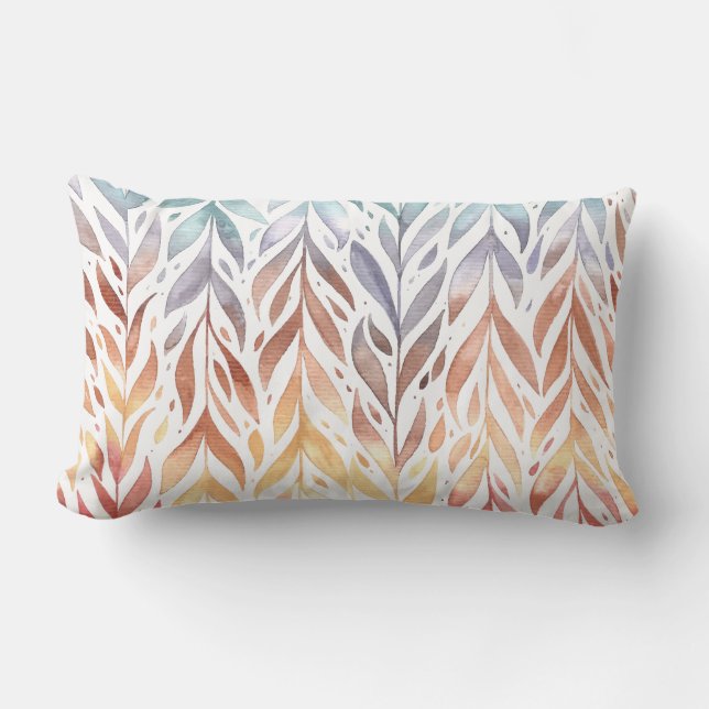 Elegant Watercolor Autumn Leaves | Lumbar Pillow (Front)
