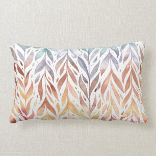 Elegant Watercolor Autumn Leaves Lumbar Pillow
