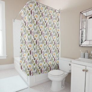 Elegant watercolor autumn leaves off white  shower curtain