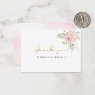 Elegant Watercolor  Baby Girl Gold Pink Floral Tha Note Card