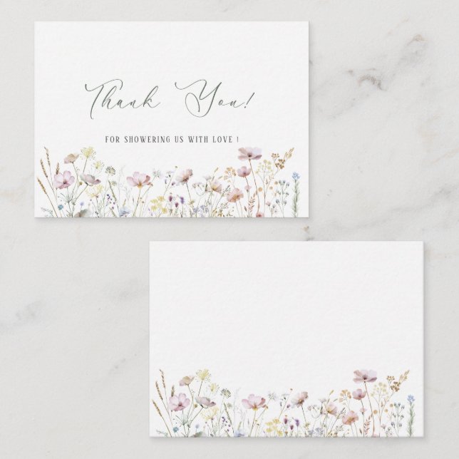 Elegant Watercolor Baby in bloom wildflowers Baby  Note Card (Front/Back)