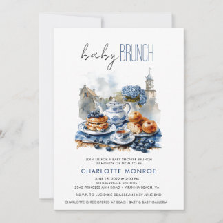 Elegant Watercolor Baby Shower Brunch Invitation