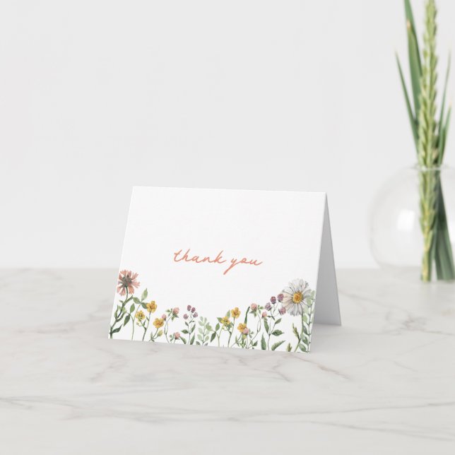 Elegant Watercolor Baby Shower  Thank You Card (Front)