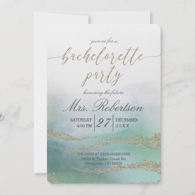 Elegant Watercolor Bachelorette Party Invitation (Front)