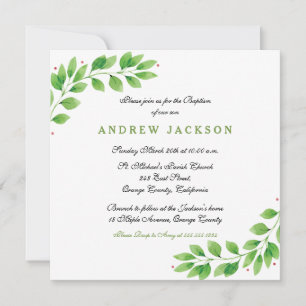 Elegant Watercolor Baptism/Christening Invitation