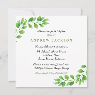 Elegant Watercolor Baptism/Christening Invitation