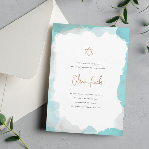 Elegant Watercolor Bat Mitzvah Invitation