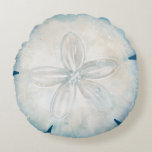 Elegant Watercolor Beach Art Sand Dollar Round Pillow<br><div class="desc">Create your own unique watercolor sand dollar pillows! The nautical artwork illustrated by Raphaela Wilson features a beautiful sand dollar shell on both the front and backside of these modern beach pillows. Keep the coastal artwork, or, simply upload your own photo if you like on one of the cushion sides,...</div>