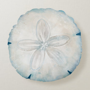 Elegant Watercolor Beach Art Sand Dollar Round Pillow