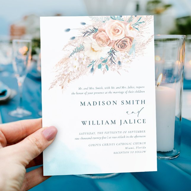 Elegant Watercolor Beach Wedding Invitation (Creator Uploaded)