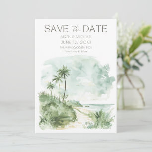 Elegant Watercolor Beach  Wedding Save The Date