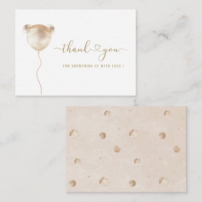 Elegant  Watercolor Bear Birthday  thank you baby  Note Card (Front/Back)