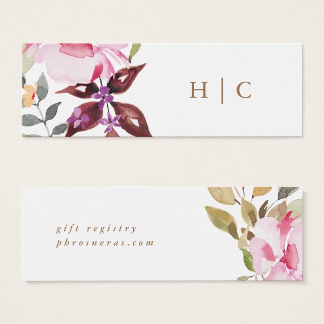 Elegant Watercolor Beautiful Registry Insert Card (Front & Back)