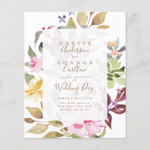 Elegant Watercolor Beautiful Wedding Budget Flyer