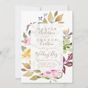 Elegant Watercolor Beautiful Wedding Invitation
