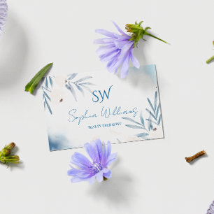 Elegant Watercolor Beauty Therapist with QR Code Business Card