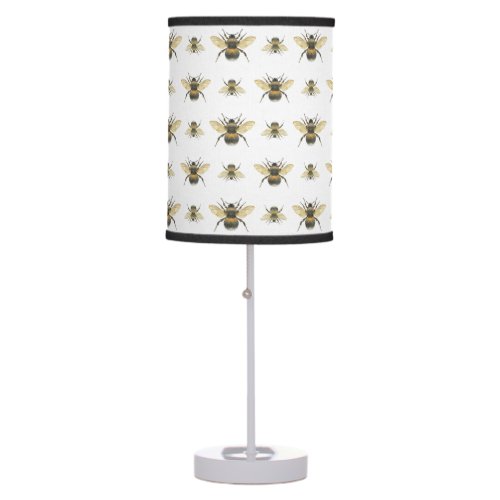 Elegant  Watercolor Bee Pattern Table Lamp