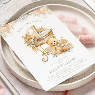Elegant Watercolor Beige & Gold Baby Sprinkle Invitation