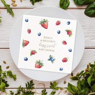 Elegant Watercolor Berry Sweet Baby Shower Napkins