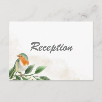 Elegant Watercolor Bird Floral Wedding Reception Enclosure Card