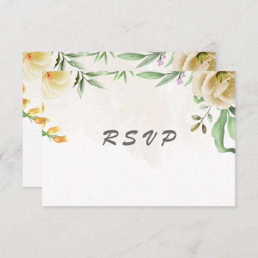 Elegant Watercolor Bird Floral Wedding RSVP Card