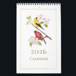 Elegant Watercolor Birds 2026 Calendar<br><div class="desc">Elegant Birds 2026 Calander featuring a hand painted watercolor Bird painting for each month. Makes a perfect gift for nature lover,  birder,  bird photographer,  or any Bird lover.</div>