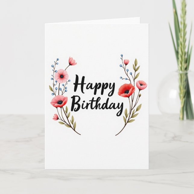 Elegant Watercolor Birthday Card (Front)
